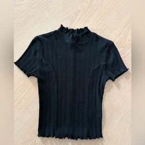 Black Ribbed Women's Top - XS